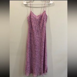Ann taylor 100% silk floral midi dress dress